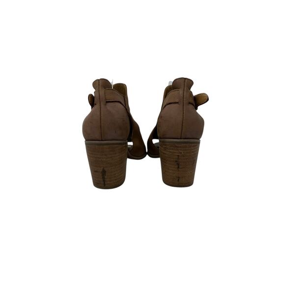 Lucky Brand Brown Suede Leather Open Toe Heeled Shoes size 8M - Picture 16 of 16